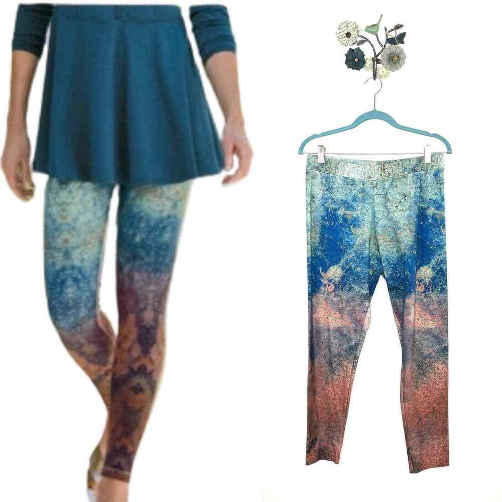 Soft Surroundings Have to Have Printed Leggings Size Petite Medium Blue Orange